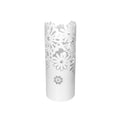 Porta Ombrelli in Metallo Fiore, Contenitore per Ombrelli con Vaschetta Scolapioggia e 1 Gancetto, 19cm diametro 49cm altezza, Bianco