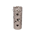 Porta Ombrelli in Metallo Cuore, Contenitore per Ombrelli con Vaschetta Scolapioggia e 1 Gancetto, diametro 19 cm altezza 49cm, Tortora
