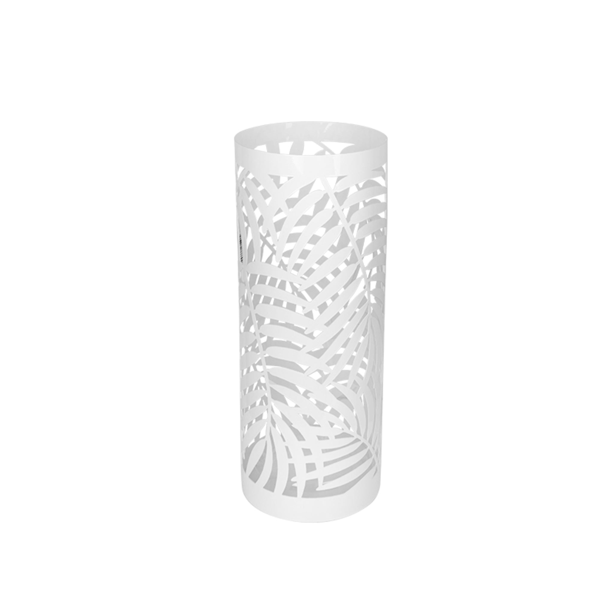 Porta Ombrelli in Metallo Jungle, Contenitore per Ombrelli con Vaschetta Scolapioggia e 1 Gancetto, 21*21*51 cm, Bianco