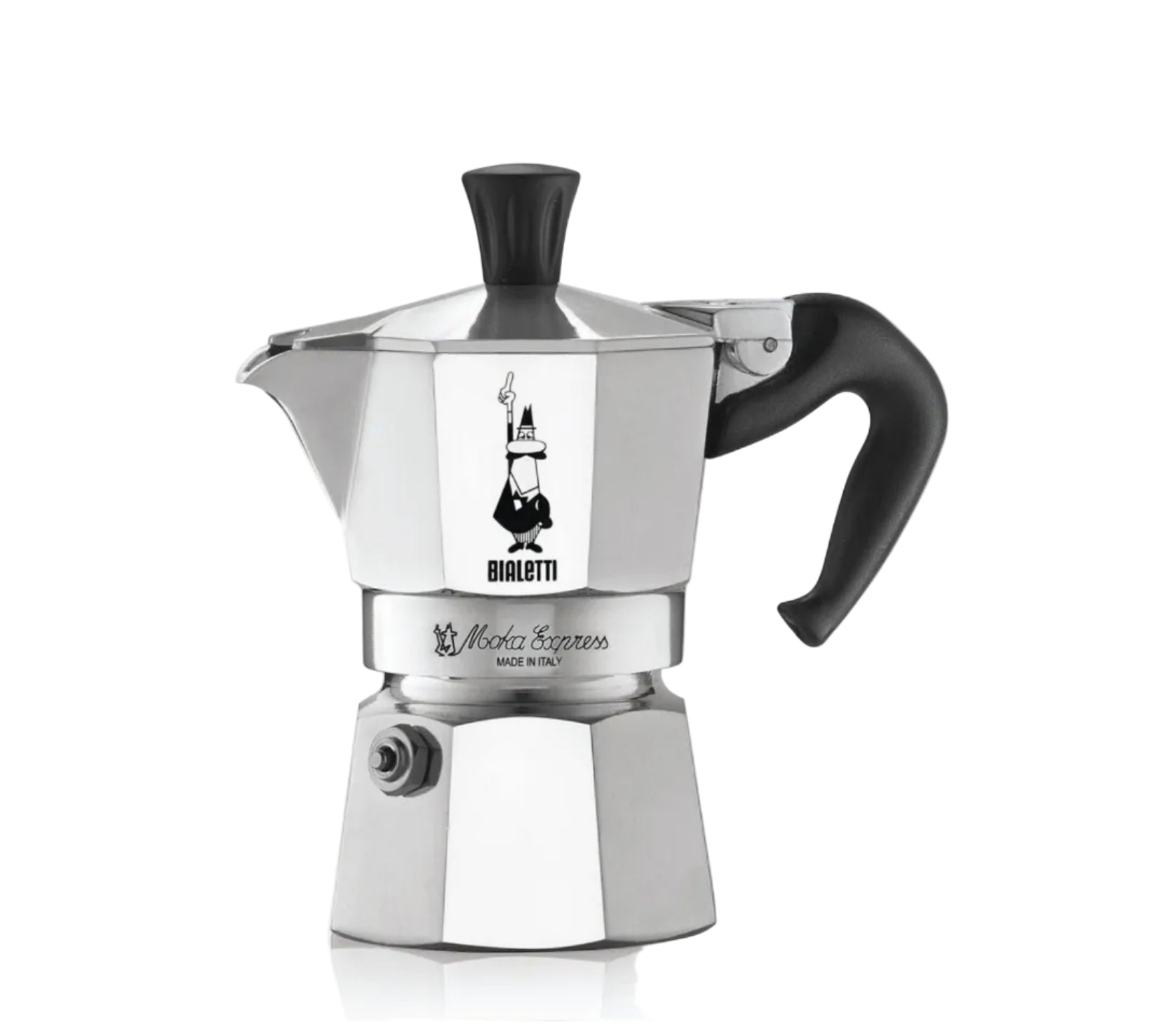 Bialetti Moka Express Caffettiera, Manico Anti Scottatura, Non Adatta A Induzione, Alluminio, Argento, 3 Tazze (130 ml)