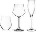 Set 18 Pezzi (6 Flute - 6 Bicchieri Acqua - 6 CALICI Vino) Cristallo Trasparenti Rcr Ego Made in Italy