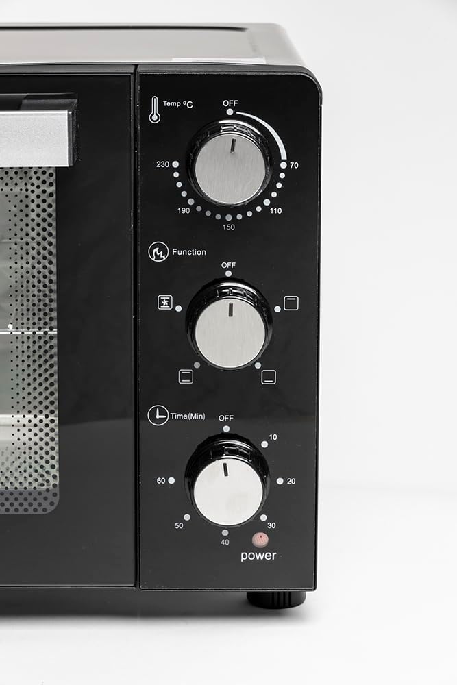 Melchioni Family | Forno Elettrico Ventilato DEVIL, Capacità 23 litri, 3 Modalità di Cottura, Timer da 60 Minuti, 1200W, Doppio Vetro, Luce Interna e Temperatura Fino a 230° C, 46 X 40 X 28 cm