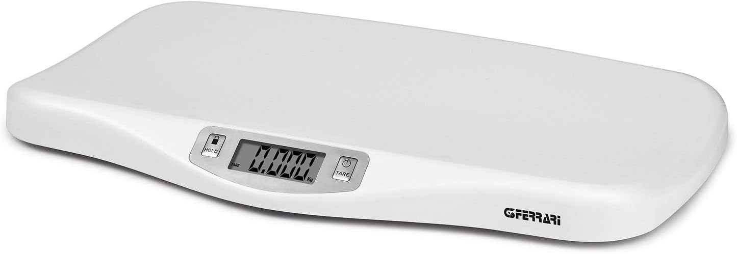 G3 Ferrari G30021 Crescobene Bilancia Pesa Bimbi, 5 gr/ 20 Kg, Display LCD, Funzione di blocco pesata, Bianco