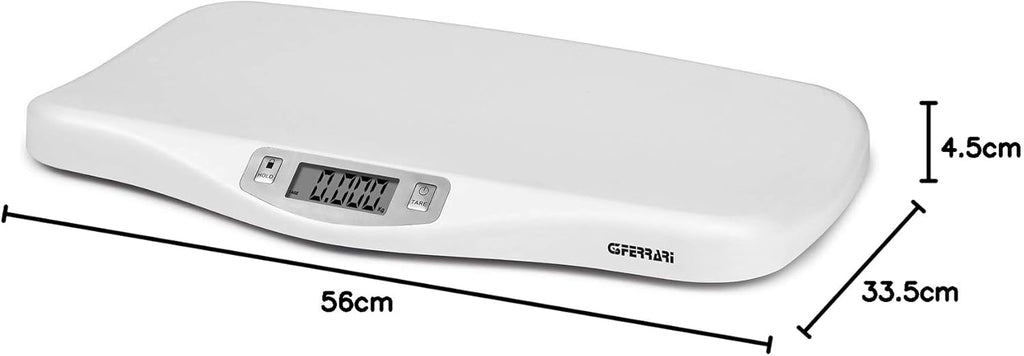G3 Ferrari G30021 Crescobene Bilancia Pesa Bimbi, 5 gr/ 20 Kg, Display LCD, Funzione di blocco pesata, Bianco