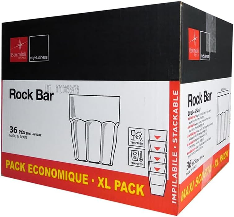 Bicchiere Rock Bar Cl 21,5 Temperato Bormioli Rocco H 8,3 Ø Cm 7,5 Impilabile Confezione Da 6