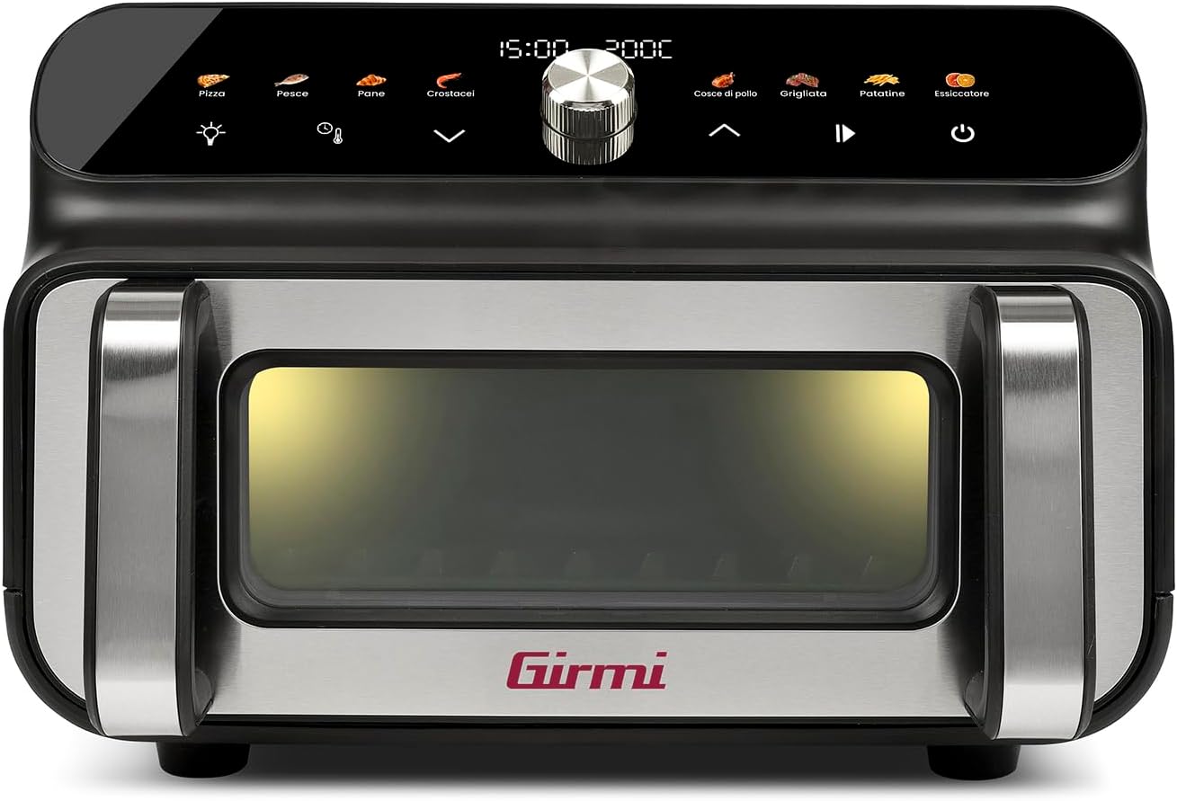 Girmi FG77 Ecofrit Grill Friggitrice e Griglia ad aria, 10 Litri, 2000 W, Funzione Barbecue
