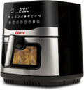 Girmi FG90 Friggitrice ad Aria Ecofrit Premium, 2200W, 9 Lt, Doppia Resistenza, Finestra, Contenitore Antiaderente, Display Digitale, Scongelamento, Partenza Ritardata, BPA/PFOA safe, Nero