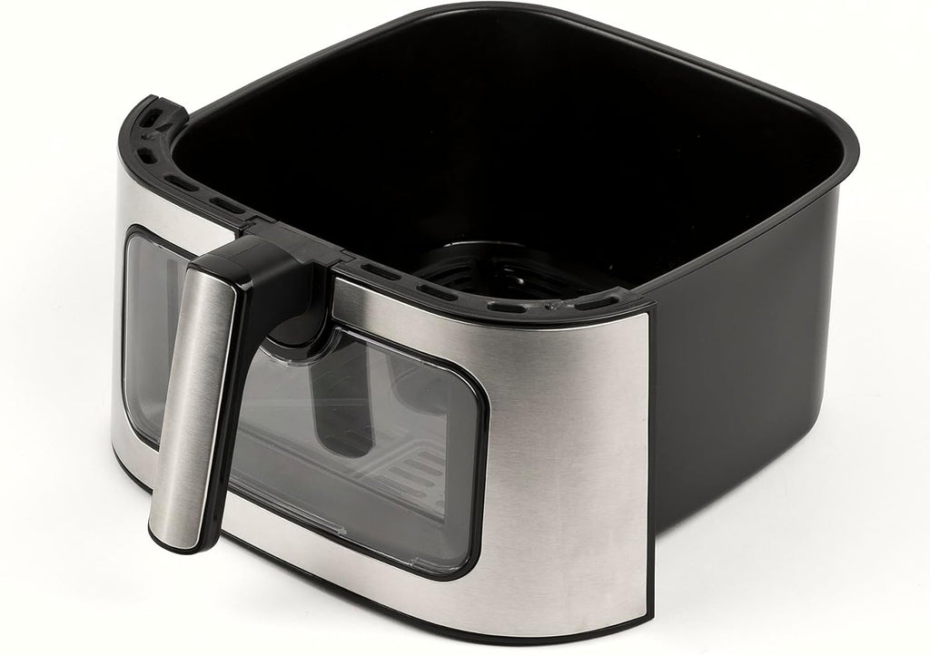 Girmi FG90 Friggitrice ad Aria Ecofrit Premium, 2200W, 9 Lt, Doppia Resistenza, Finestra, Contenitore Antiaderente, Display Digitale, Scongelamento, Partenza Ritardata, BPA/PFOA safe, Nero