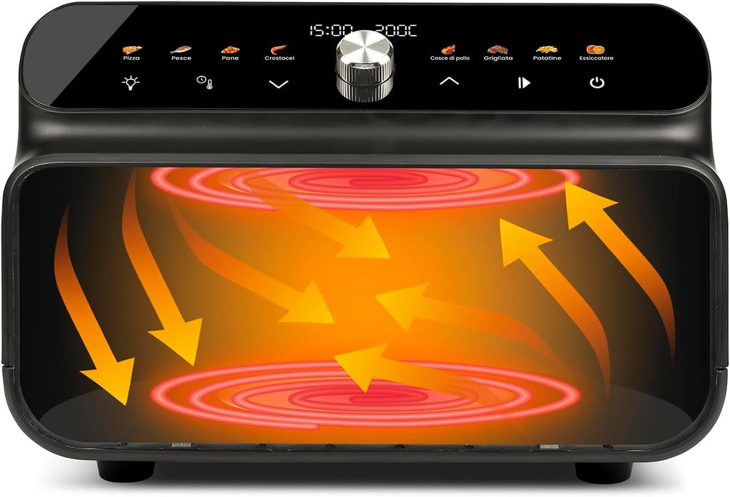 Girmi FG77 Ecofrit Grill Friggitrice e Griglia ad aria, 10 Litri, 2000 W, Funzione Barbecue