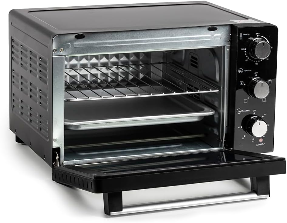Melchioni Family | Forno Elettrico Ventilato DEVIL, Capacità 23 litri, 3 Modalità di Cottura, Timer da 60 Minuti, 1200W, Doppio Vetro, Luce Interna e Temperatura Fino a 230° C, 46 X 40 X 28 cm