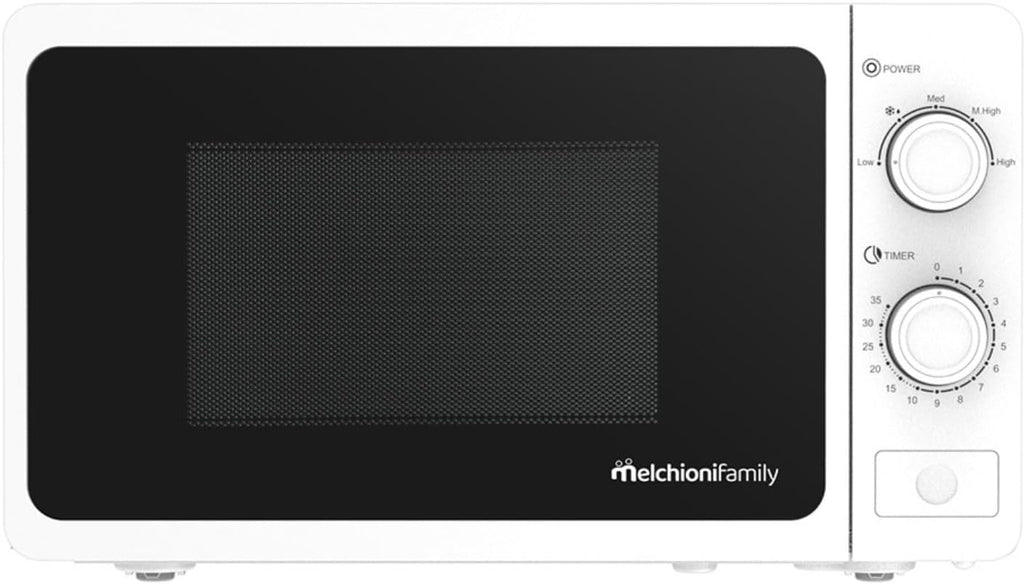 Melchioni Family Forno Microonde con Grill 20L, ONDA, Multifunzione, 800W, Regolazione Manuale, Funzione Grill, Timer 1-35 Min, Dimensioni 45,1x31,9x25,4 cm