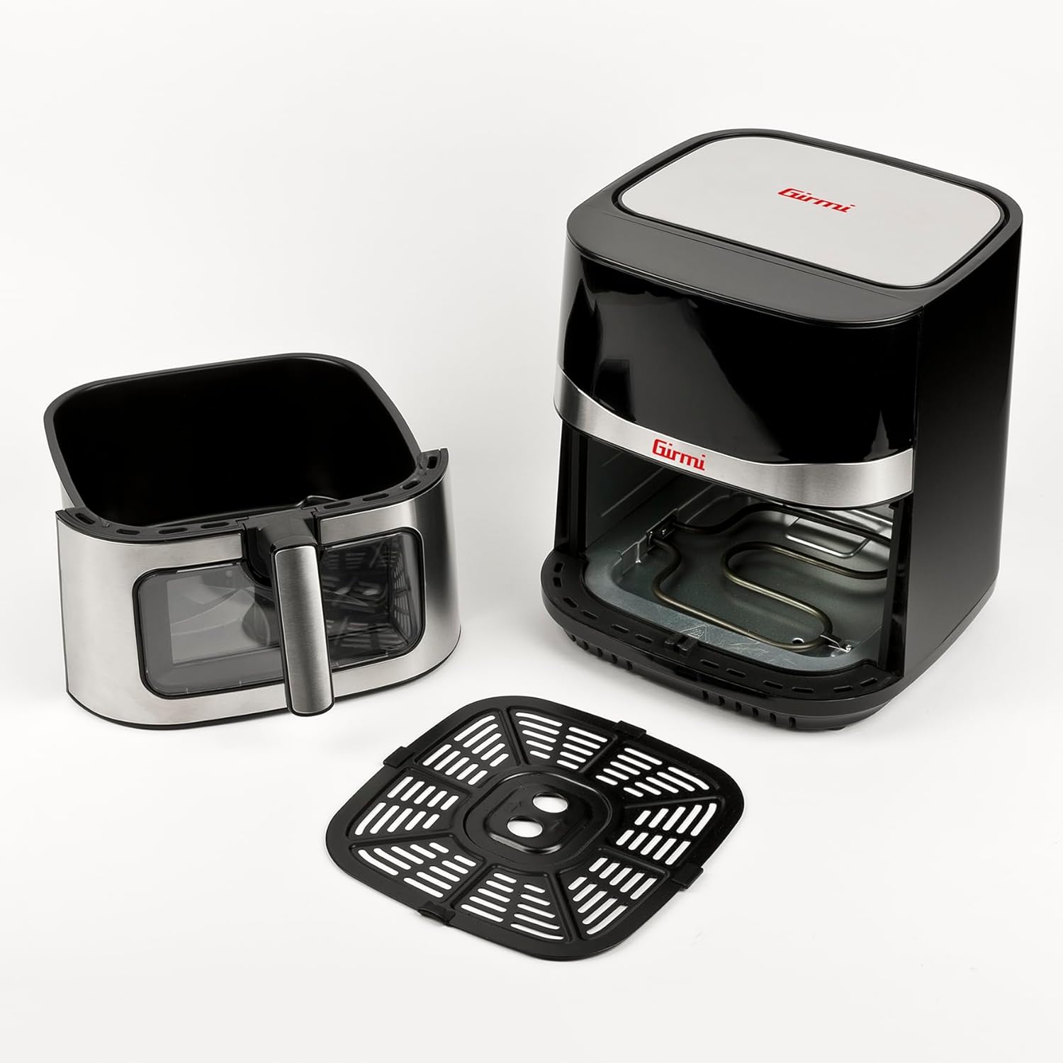 Girmi FG90 Friggitrice ad Aria Ecofrit Premium, 2200W, 9 Lt, Doppia Resistenza, Finestra, Contenitore Antiaderente, Display Digitale, Scongelamento, Partenza Ritardata, BPA/PFOA safe, Nero