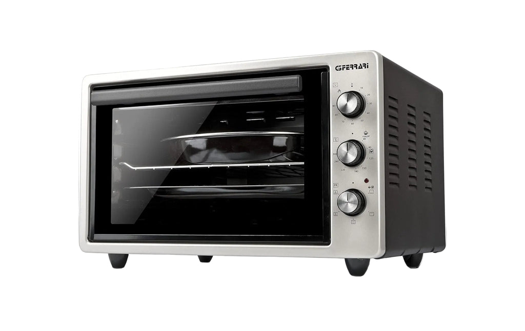 G3 Ferrari G10153 Forno Elettrico Ventilato, Raggiunge fino a 300° C, 5 modalità di cottura, 1400 W, Vetro doppio, Timer 90 min, Accessori inclusi, Argento Nero