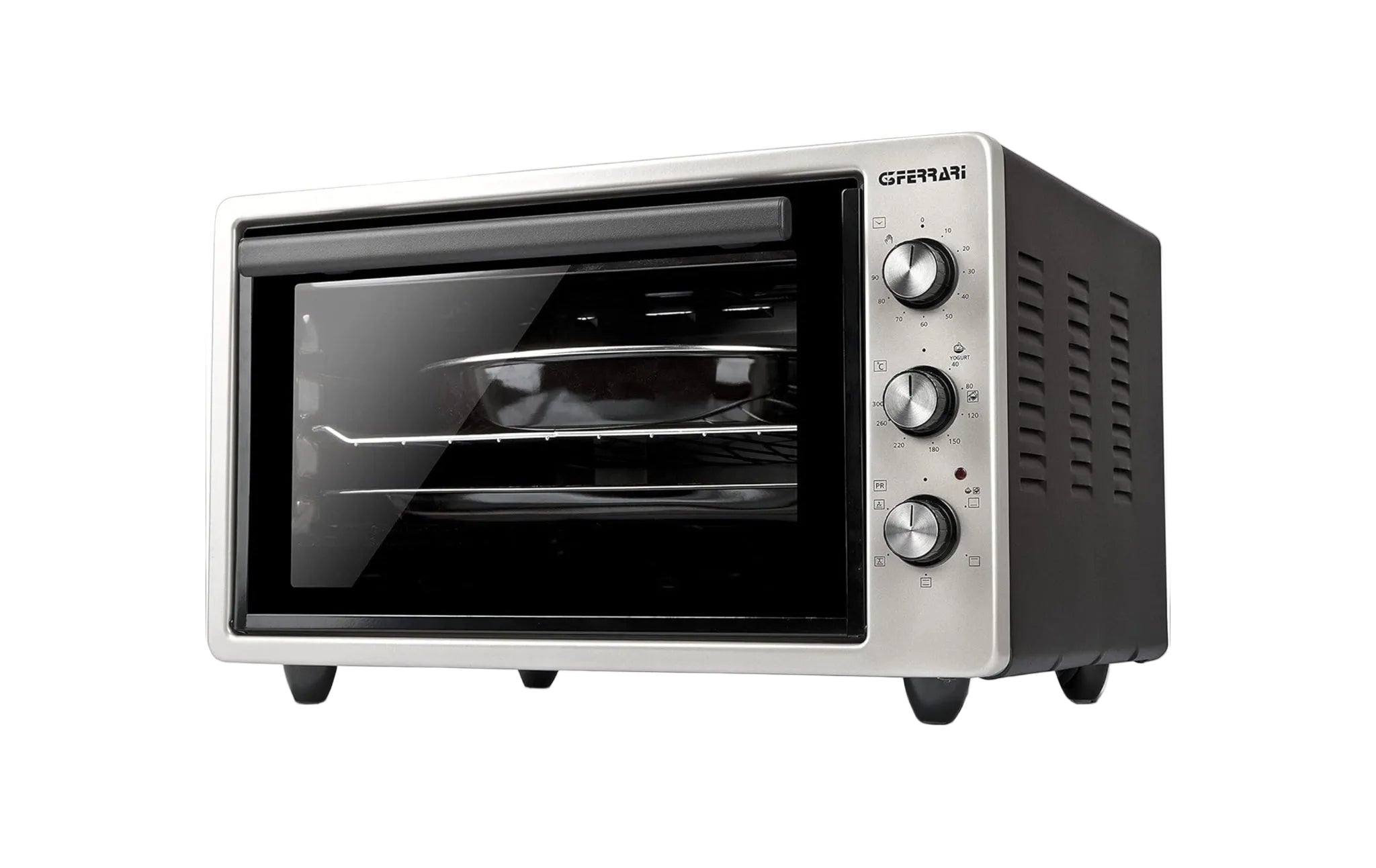 G3 Ferrari G10153 Forno Elettrico Ventilato, Raggiunge fino a 300° C, 5 modalità di cottura, 1400 W, Vetro doppio, Timer 90 min, Accessori inclusi, Argento Nero