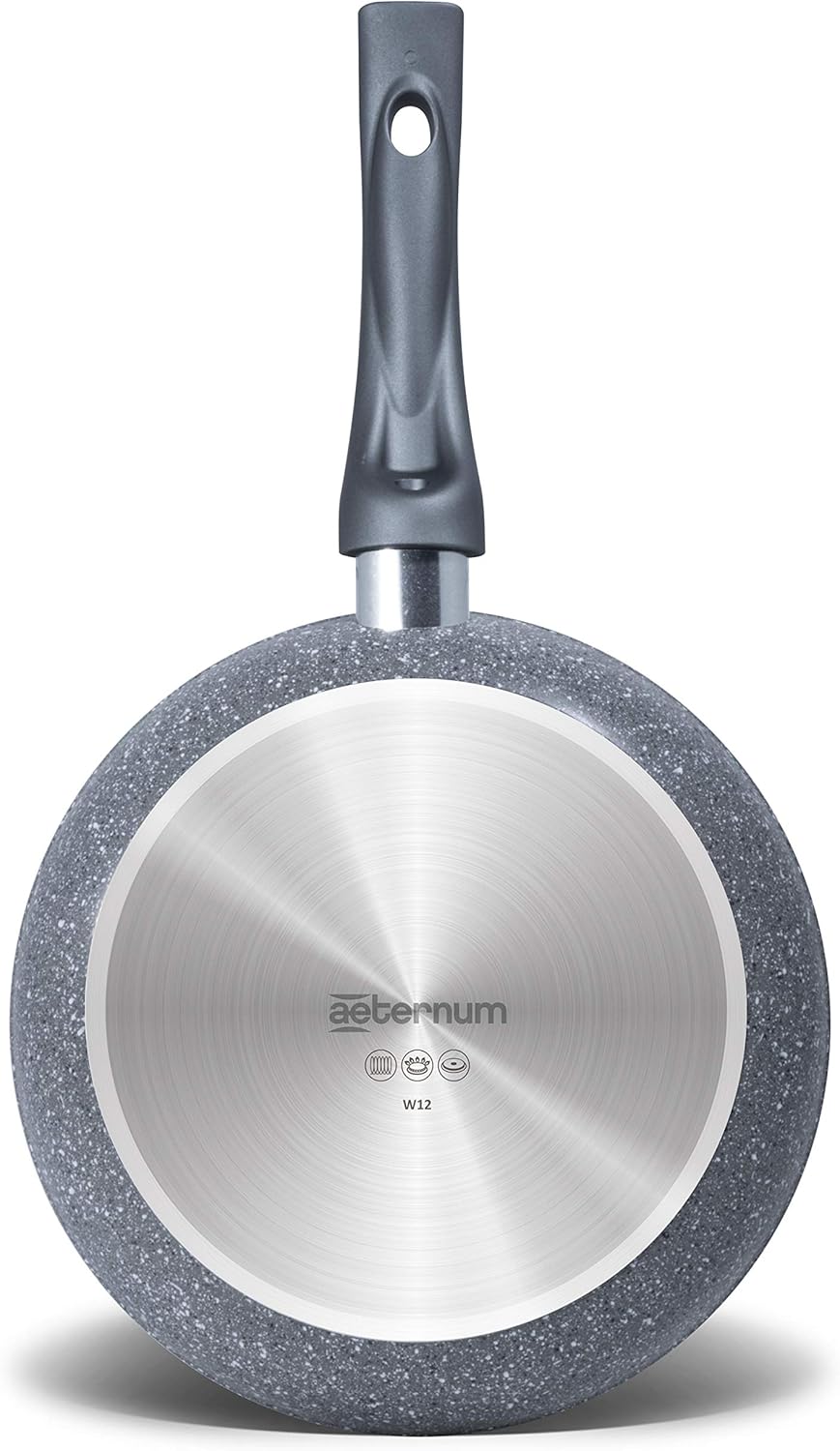 Aeternum, Madame Petravera 3.0, Tris Padelle 20/24/28 cm, Alluminio, Full Induction, Adatte all'induzione, Grigio Petravera