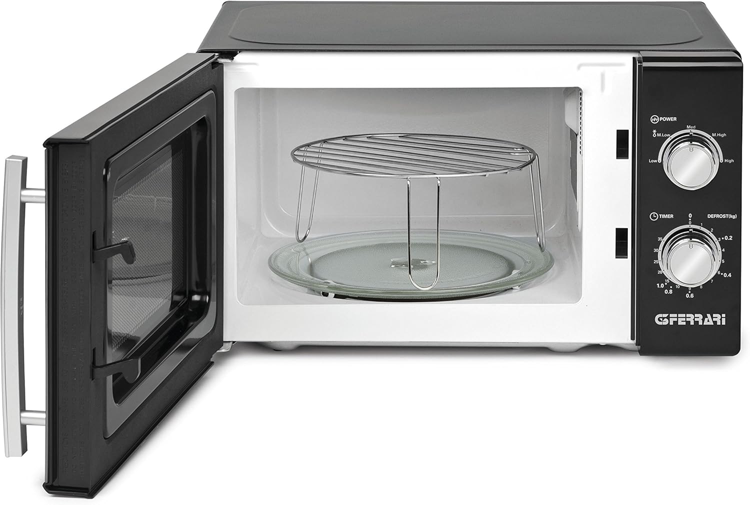 G3 Ferrari G10109 AllBlack Forno Microonde Con Cottura Combinata, 20 Litri, 3 modalità di cottura, Funzione Grill, Luce interna, Timer, Vetro a specchio, Accessori inclusi, Nero
