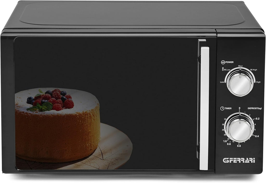 G3 Ferrari G10109 AllBlack Forno Microonde Con Cottura Combinata, 20 Litri, 3 modalità di cottura, Funzione Grill, Luce interna, Timer, Vetro a specchio, Accessori inclusi, Nero