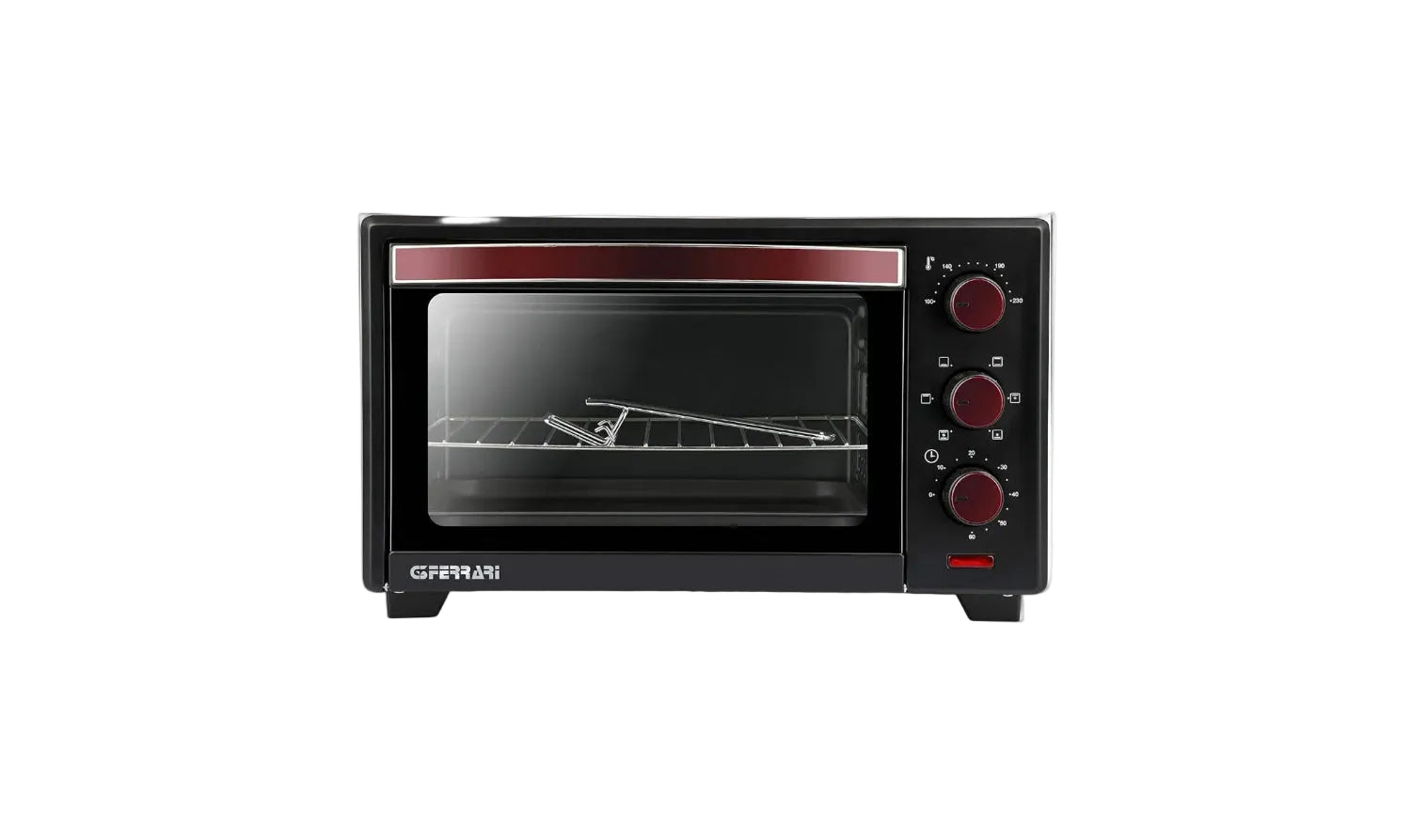 G3 Ferrari G10135 Forno Elettrico Ventilato "Il Moro 20 Plus",1380W, 20 Litri, 100-230°C, Antiaderente, Nero/Rosso