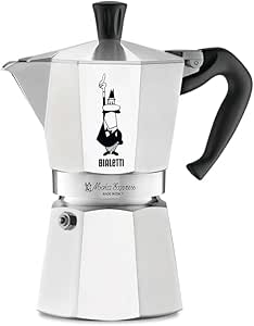 Bialetti Moka Express Caffettiera, Manico Anti Scottatura, Non Adatta A Induzione, Alluminio, Argento, 3 Tazze (130 ml)