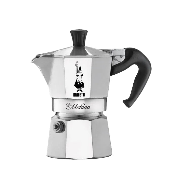 Bialetti Mokina Caffettiera Alluminio, Tazze 0,5, Alluminio, Argento/Nero, 13 x 6.5 x 12 cm