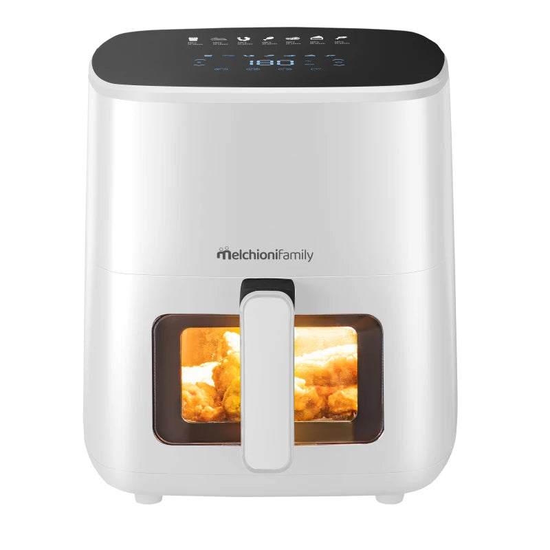 Melchioni Family | Marianna New, Friggitrice ad Aria 5L, Compatta, Touch Display, 7 Programmi, Antiaderente, Timer 60 Min, Temperatura 80°-200°C, Controllo Cottura Senza Aprire lo Sportello